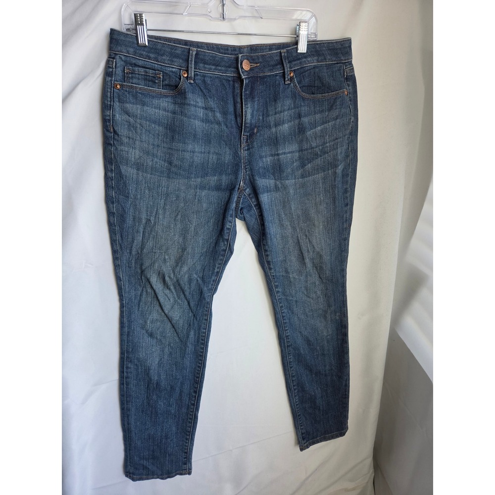 Loft Outlet Curvy Skinny Jeans Womens Blue Medium Wash Curvy Mid Skinny